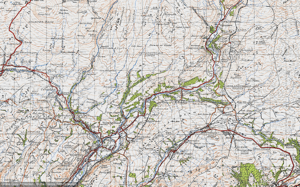 Old Map of Historic Map covering Tir-y-cwm in 1947