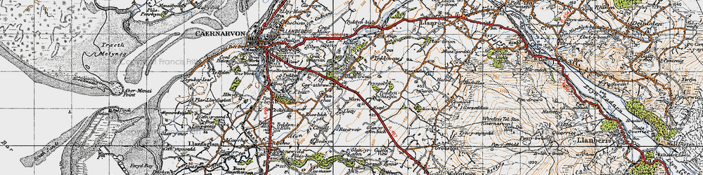 Old map of Caeathro in 1947