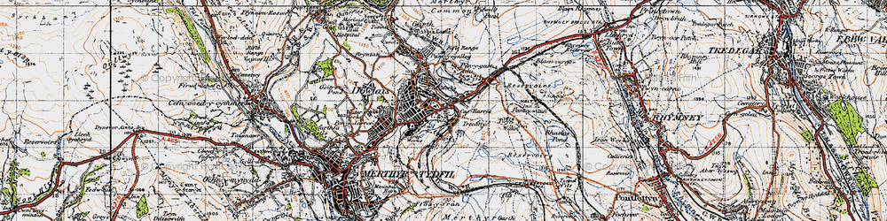 Old map of Caeharris in 1947