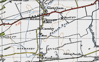Old map of Caenby in 1947