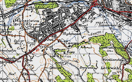 Old map of Caerau in 1947
