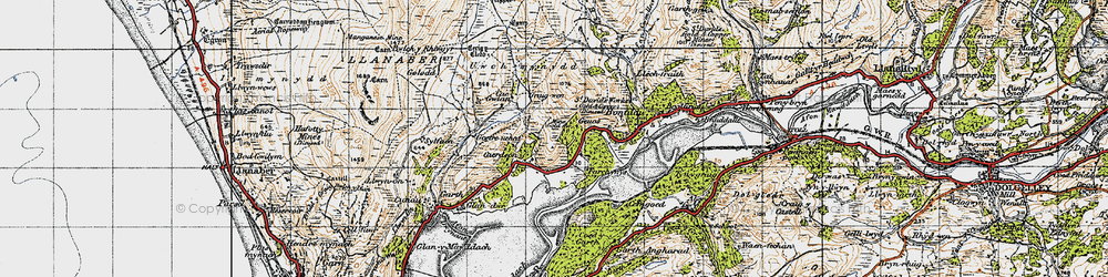 Old map of Uwch-mynydd in 1947