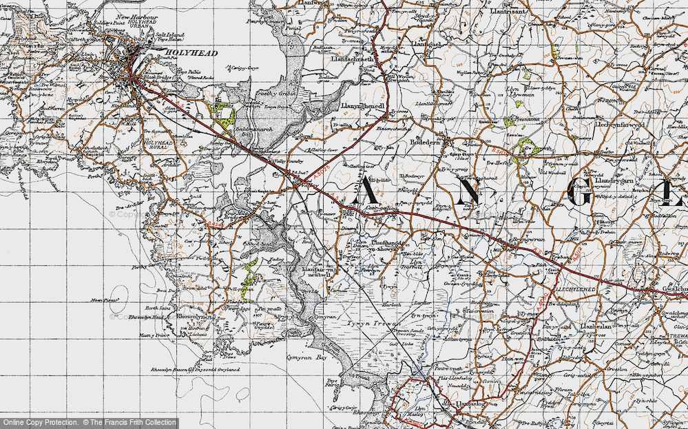 Old Map of Historic Map covering Ysbylldir in 1947