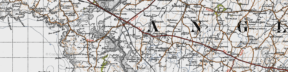 Old map of Caergeiliog in 1947