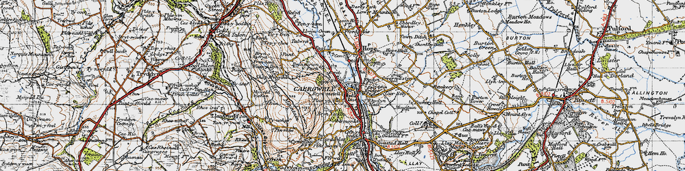 Old map of Caergwrle in 1947