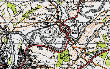 Old map of Caerleon in 1946