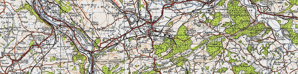 Old map of Caerphilly in 1947