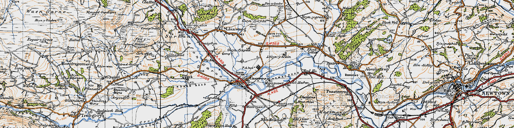 Old map of Caersws in 1947