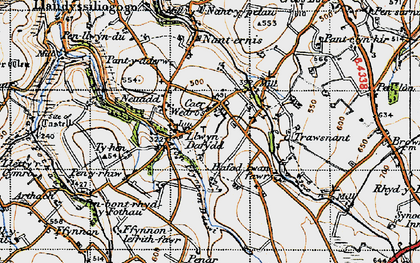Old map of Afon Ffynnon-Ddewi in 1947