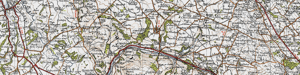 Old map of Caerwys in 1947
