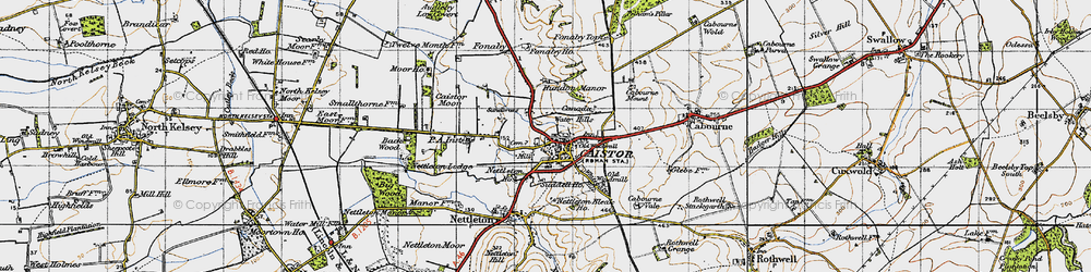 Old map of Caistor in 1946