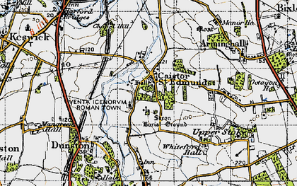 Old map of Caistor St Edmund in 1946