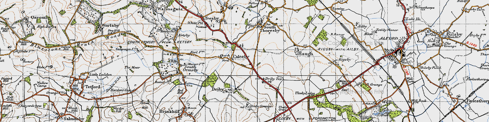 Old map of Driby Top in 1946