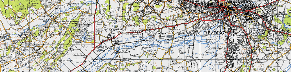 Old map of Calcot in 1945