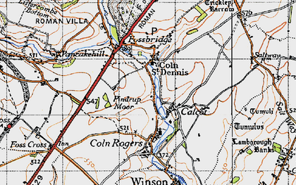 Old map of Calcot in 1946