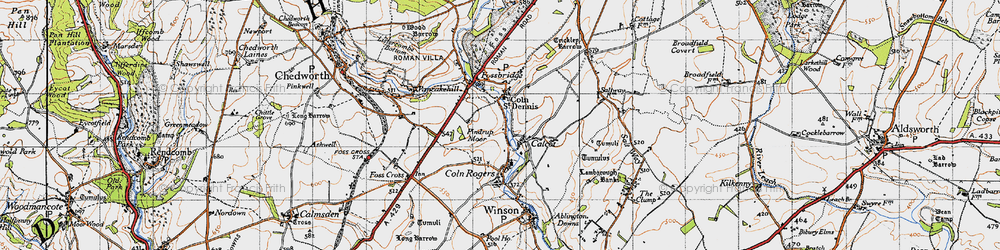 Old map of Calcot in 1946