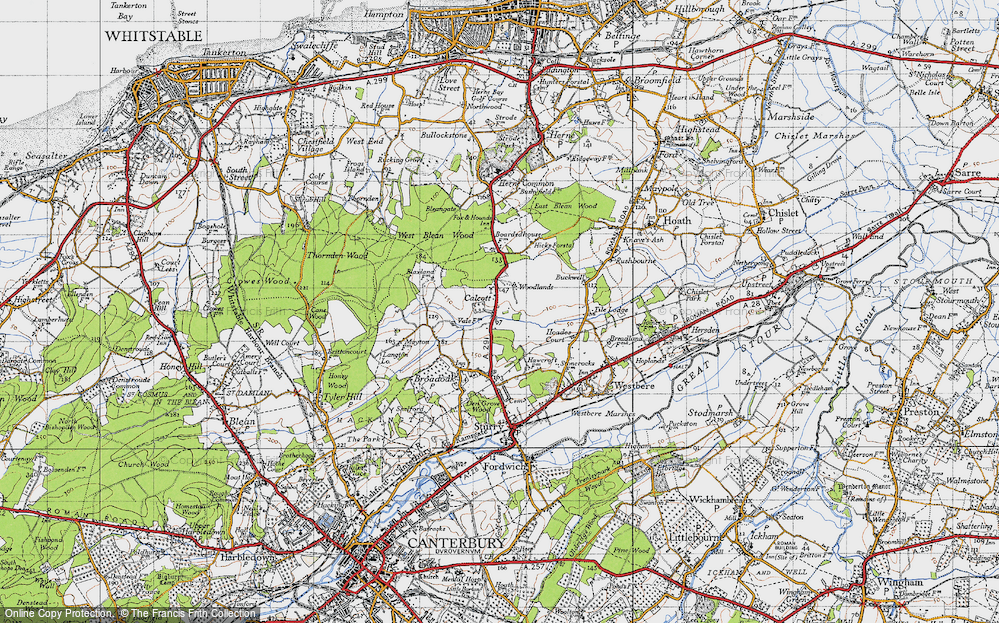 Old Map of Historic Map covering Wealden Forest Park in 1947