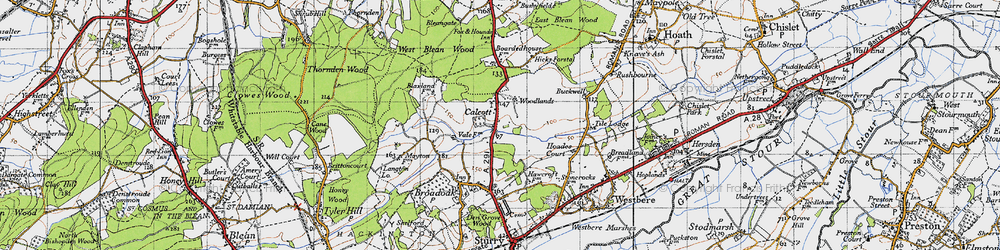 Old map of Calcott in 1947