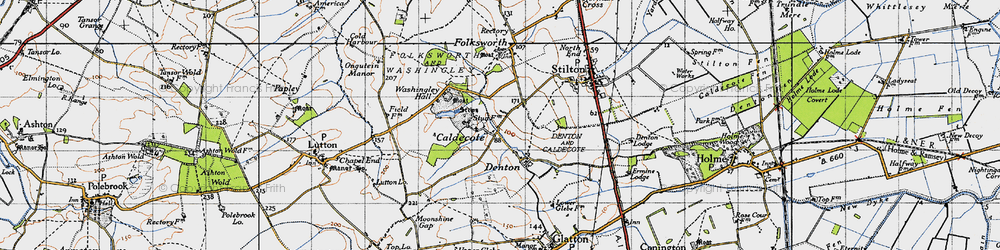 Old map of Caldecote in 1946