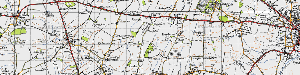 Old map of Caldecote in 1946