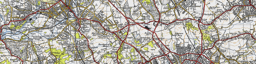 Old map of Caldecote Hill in 1946