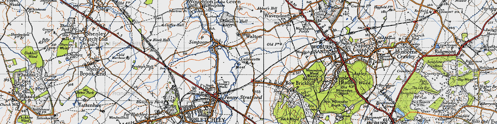 Old map of Caldecotte in 1946