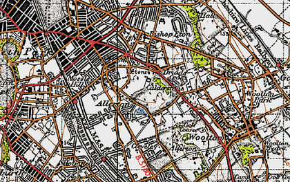 Old map of Calderstones in 1947