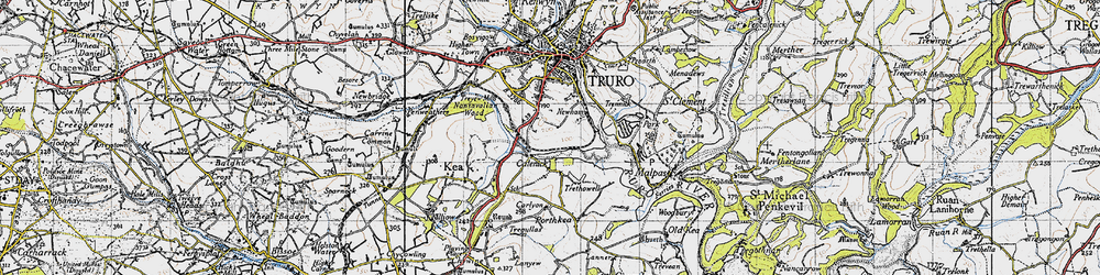 Old map of Calenick in 1946