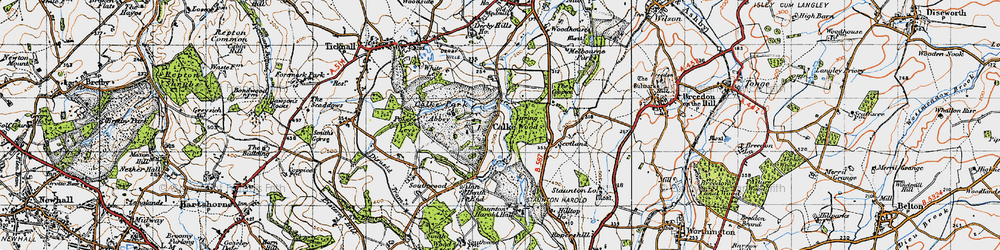 Old map of Calke in 1946