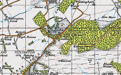 Old map of Callaly in 1947