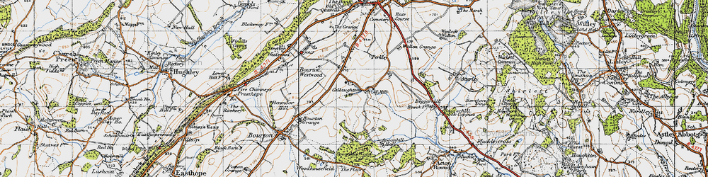 Old map of Callaughton in 1947