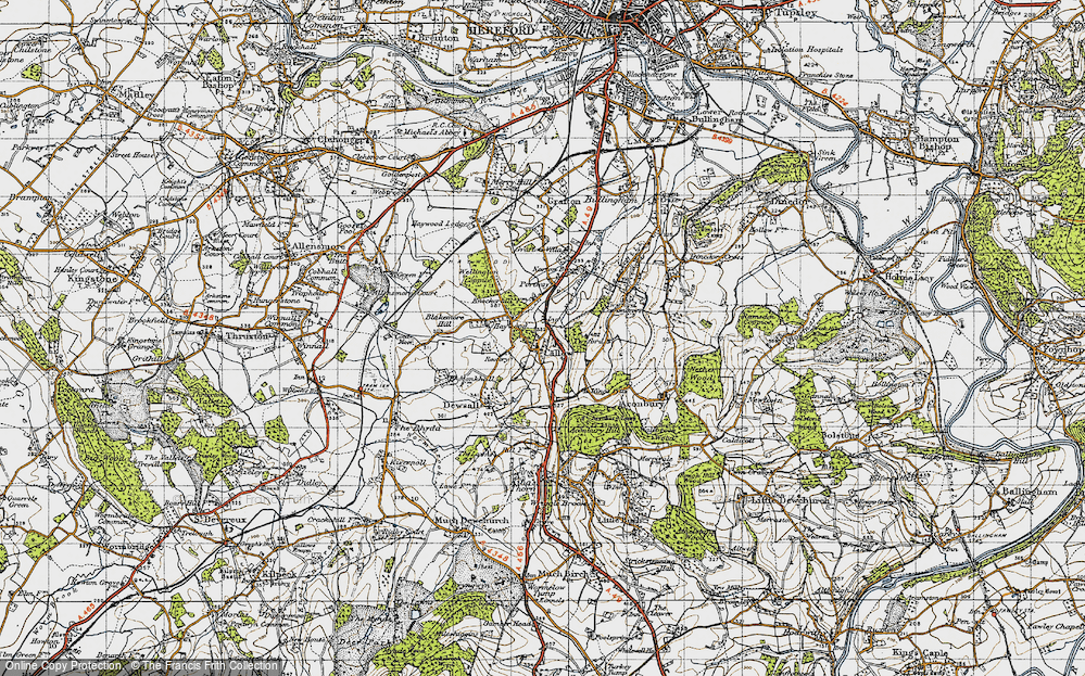 Old Map of Historic Map covering Aconbury in 1947