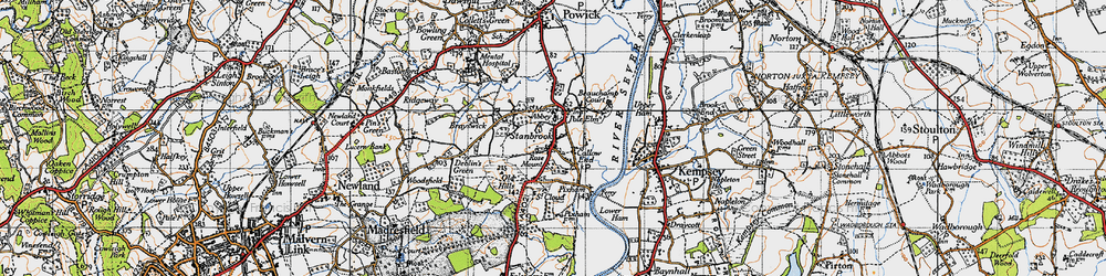 Old map of Callow End in 1947