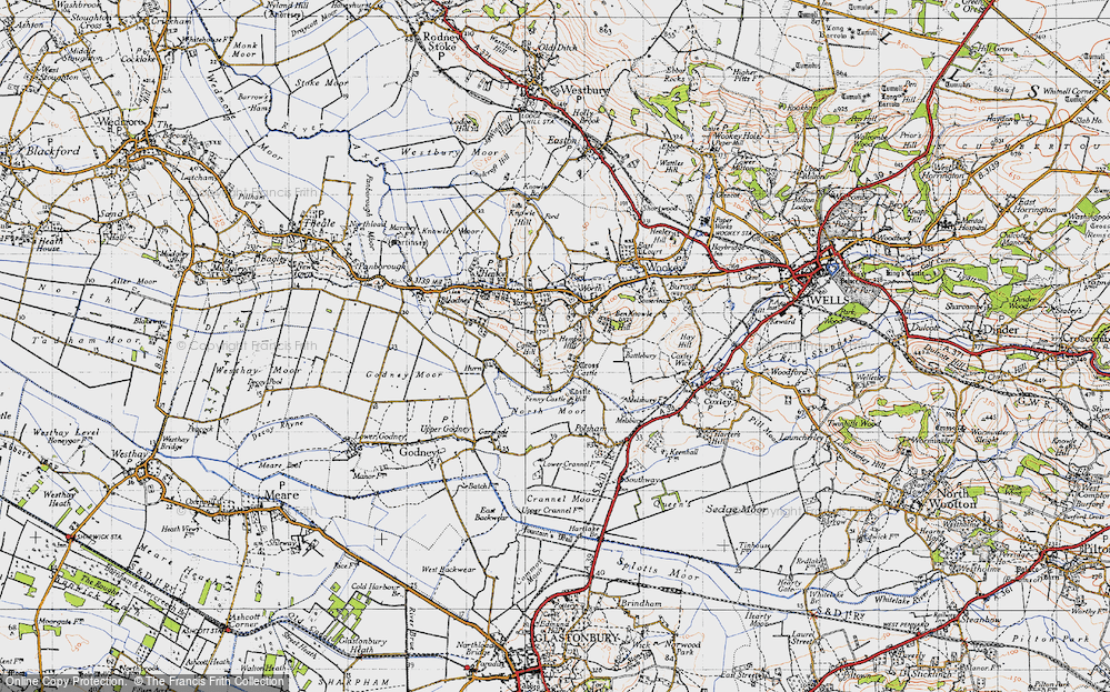 Old Map of Historic Map covering Ben Knowle Hill in 1946