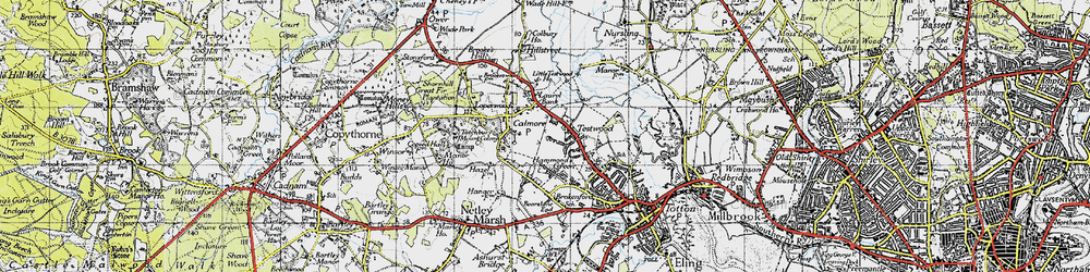 Old map of Calmore in 1945