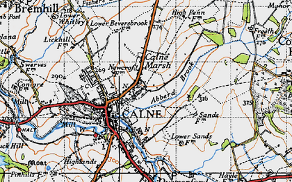 Old map of Abberd Brook in 1940