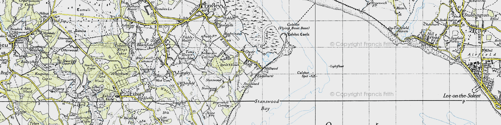 Old map of Calshot in 1945