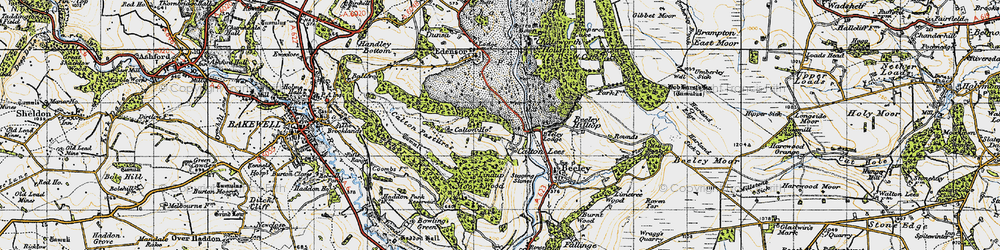 Old map of Beeley Hilltop in 1947