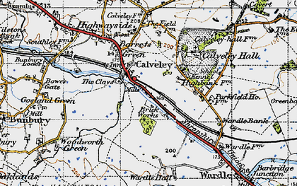 Old map of Calveley in 1947