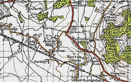 Old map of Calver Hill in 1947