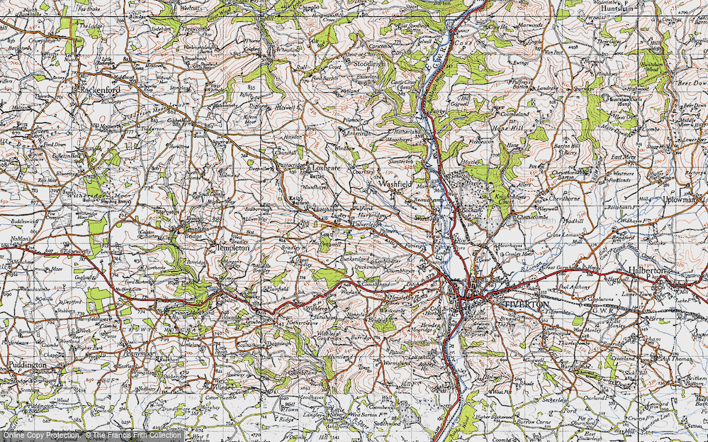 Old Map of Historic Map covering Frogwell in 1946