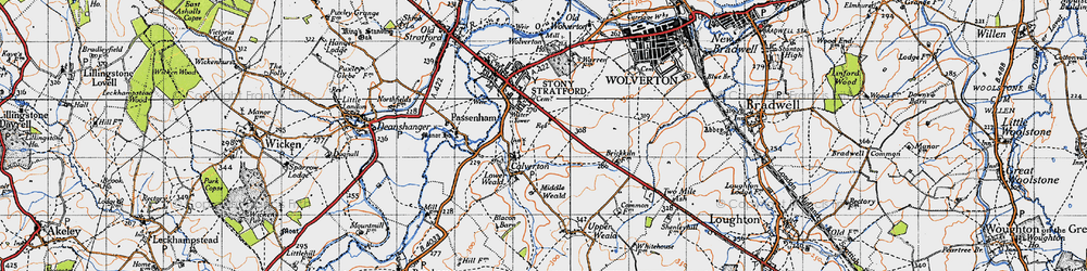 Old map of Calverton in 1946