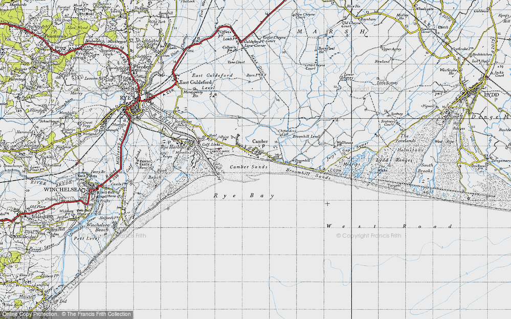 Old Map of Historic Map covering Camber Sands in 1940