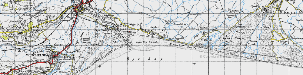 Old map of Camber in 1940