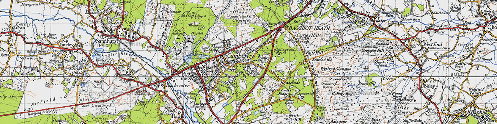 Old map of Camberley in 1940