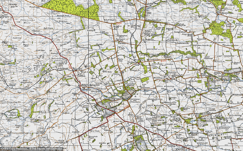 Old Map of Historic Map covering Wallington in 1947
