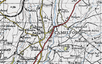 Old map of Camelford in 1946