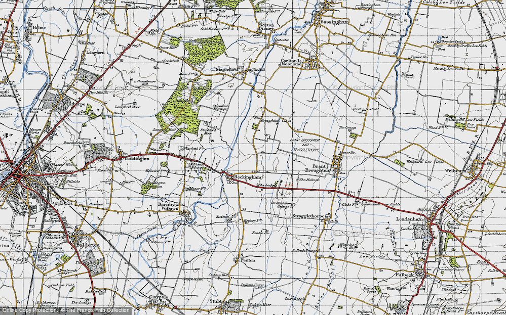 Old Map of Historic Map covering Broughton Clays in 1947