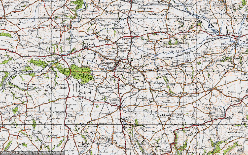 Old Map of Historic Map covering Bryn Hill in 1946