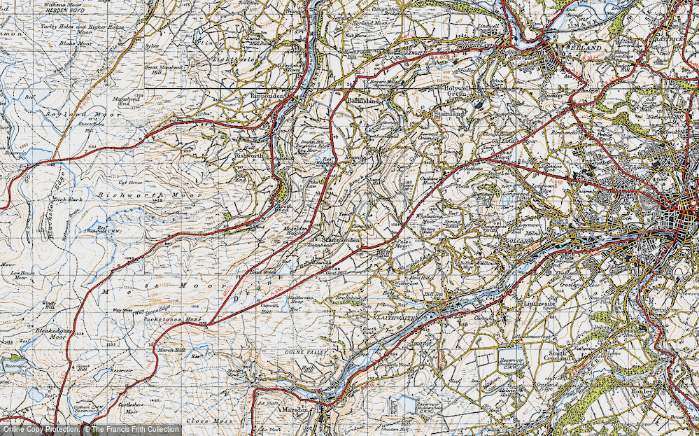 Old Map of Historic Map covering Meg Dike in 1947